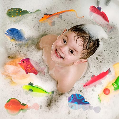 Miniatura 7 de Paquete de 12 juguetes de animales marinos que cambian de color, figuras de animales oceánicos que cambian de color, juguetes de baño sin moho para