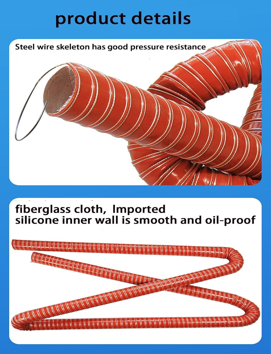 Length 100cm/39.4" Heat Resistant Flexible Ventilation Tube Silicone Air Duct Hose, for HVAC, Industrial Fume Extraction(D 14cm/5.5")