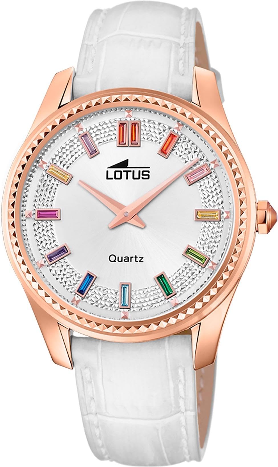 LOTUS Reloj Mujer Analógico de Cuero Blanco