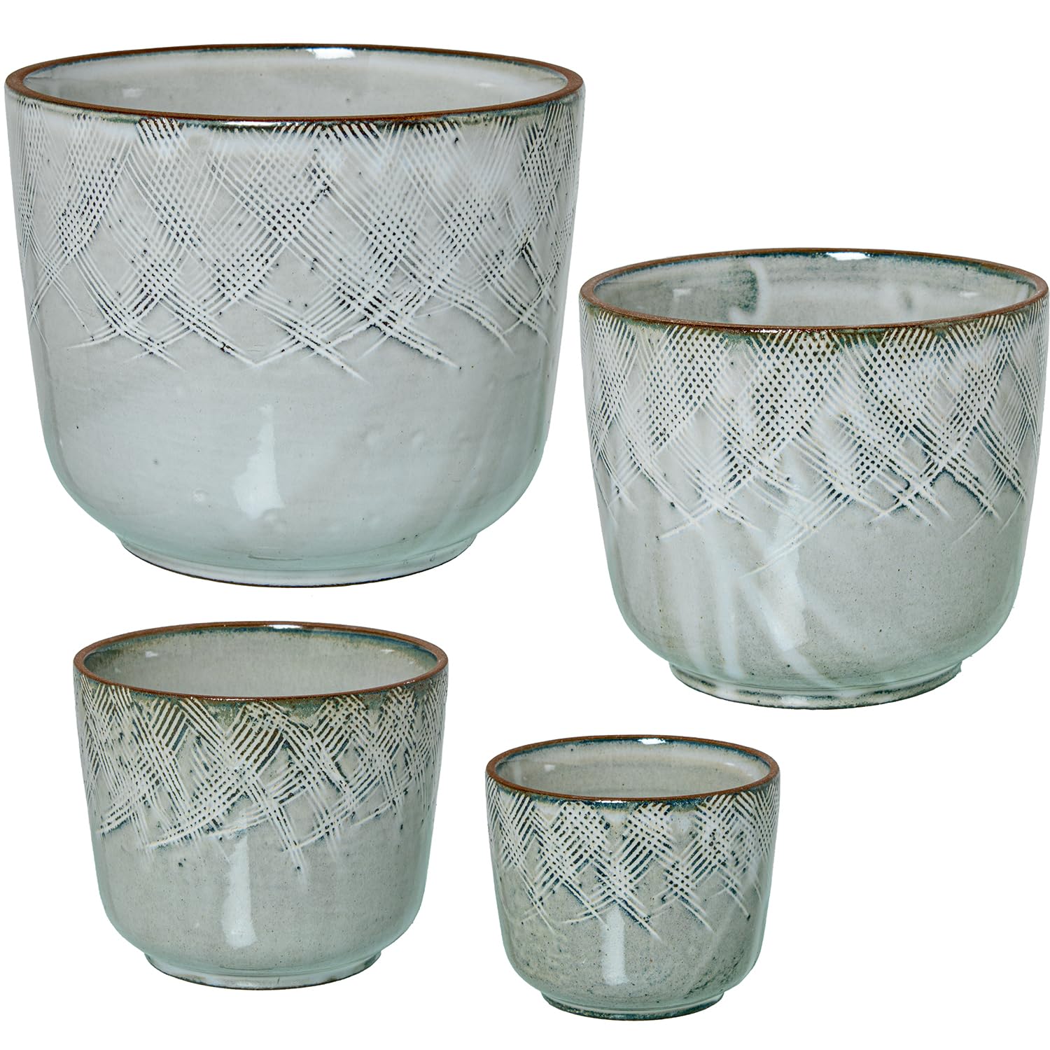 Maceteros céramique blanc laqué deco rayé cache-pot design d'intérieur