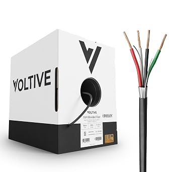 18/4 Shielded Low Voltage Wire, Riser CL3R, Black, 500ft - 18AWG, 4 Conductors, Overall Shield, Stranded Bare Copper, UL Listed - V-1255-2