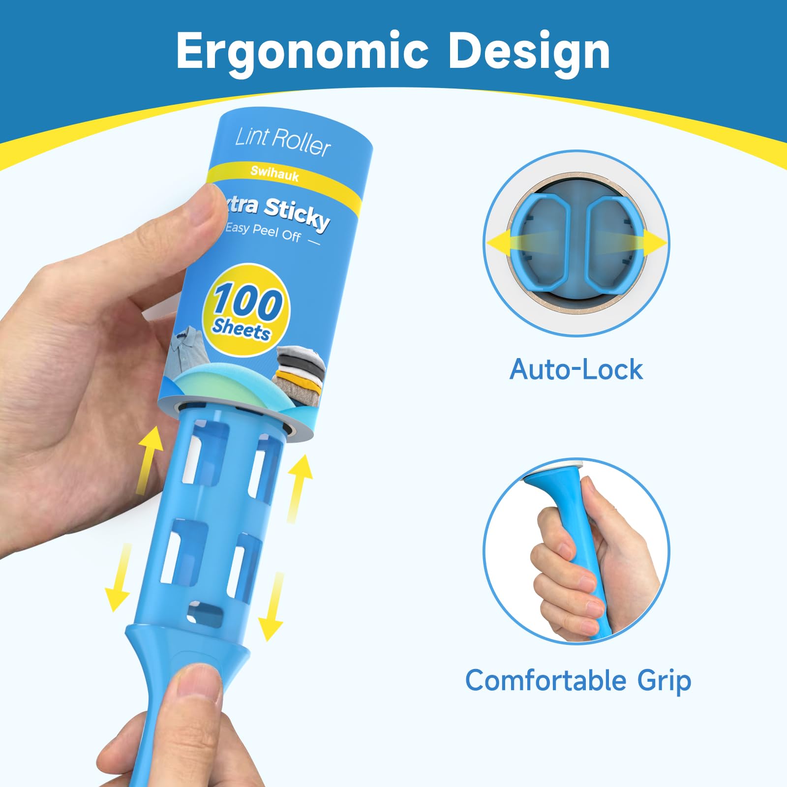 Swihauk 600 Sheets Extra Sticky Lint Rollers for Pet Hair, Easy Spiral Tear Lint Roller for Clothes with Ergonomic Handle, Multipurpose Lint Remover for Furniture, Carpet, Car Seat - image 7