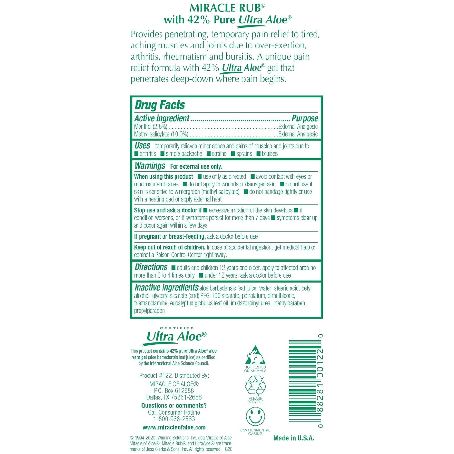 Miracle of Aloe Miracle Rub Pain Relief Cream 32 Oz, Arthritis & Joint Pain — Amazon image 7