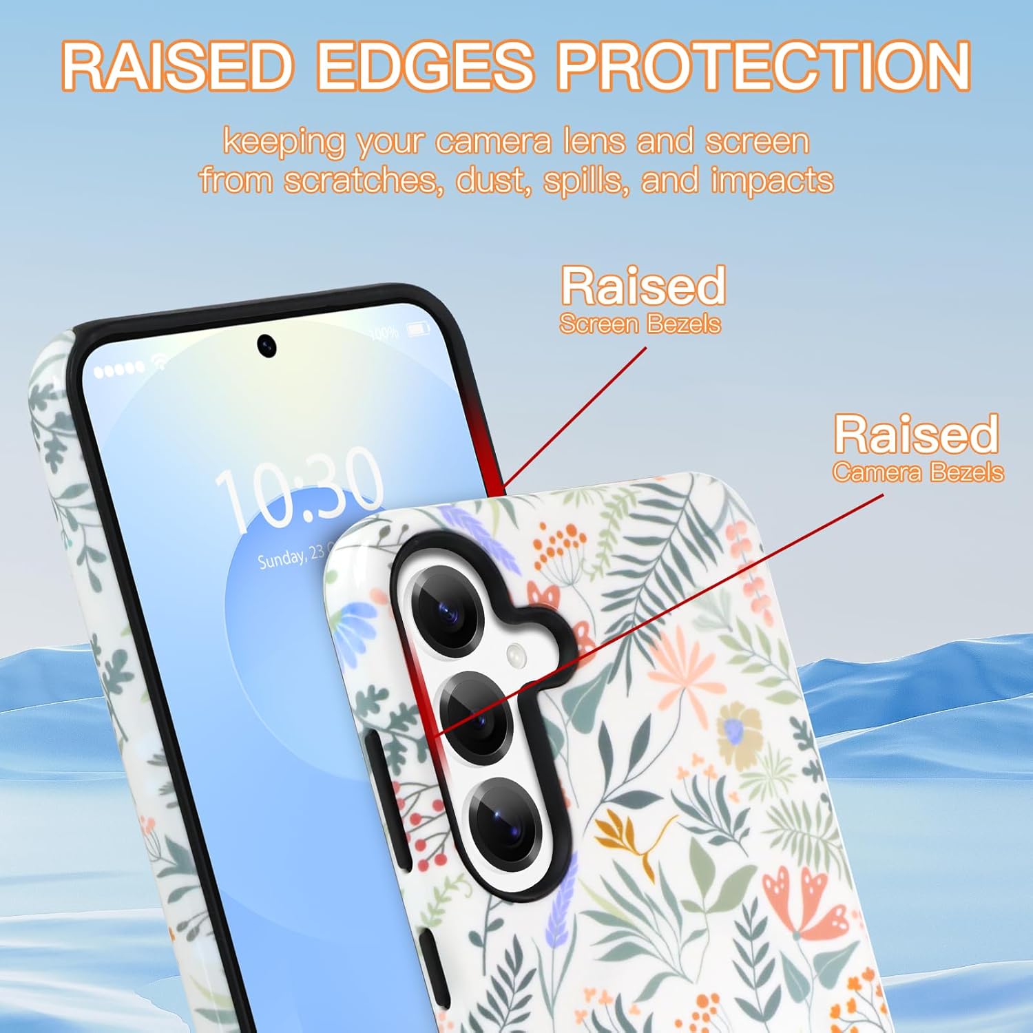 Galaxy S25 Case Colorful Flowers Compatible with Magsafe Scratch Resistant Hybrid 2-Layer Hard Protective Phone Cover for Girl Women Compatible with Samsung S25