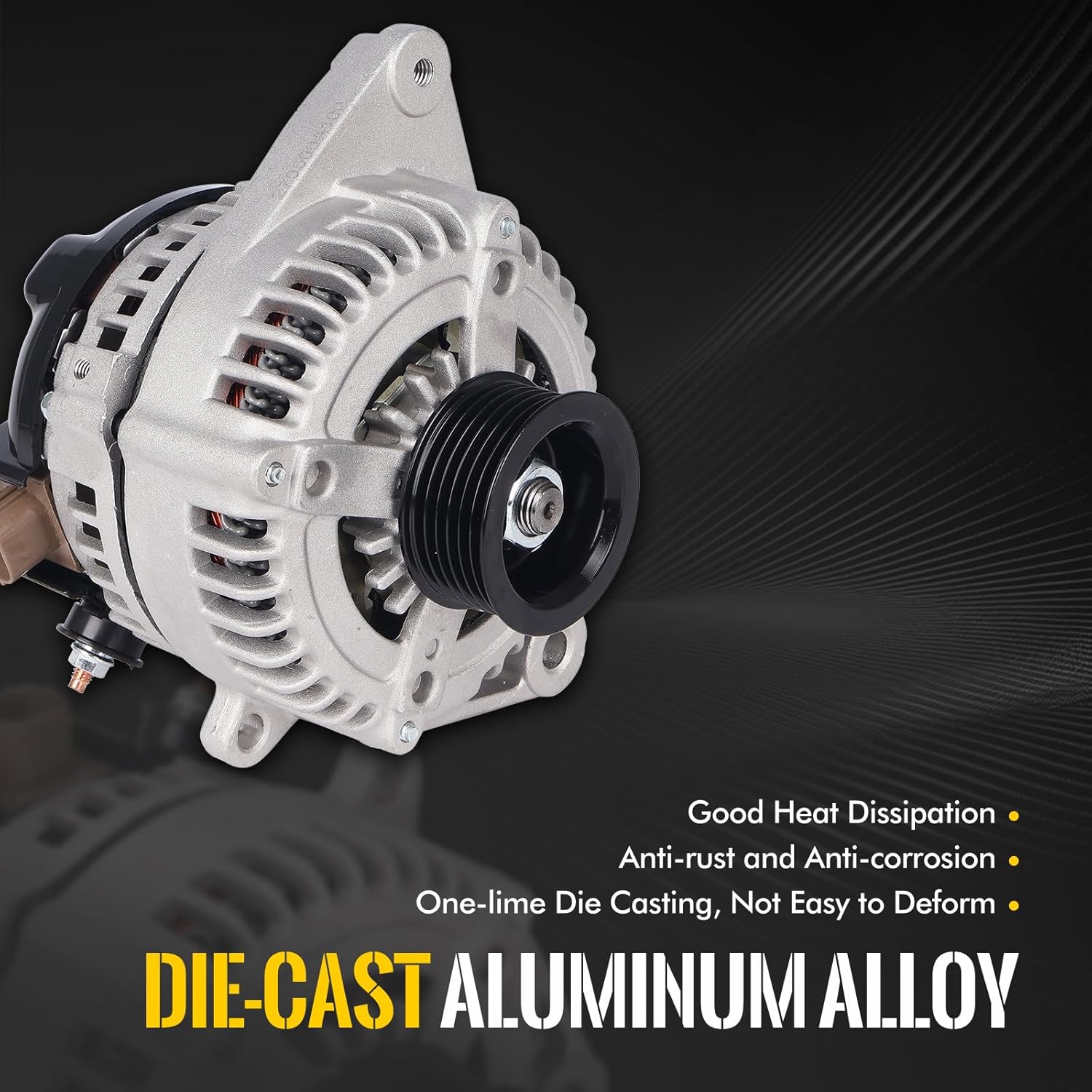 KUSATEC New Alternator Fit for Lexus RX330 2004-2006,Toyota Highlander 2004-2007,Sienna 2004-2006; 12V 130A OE 11032N 104210-3650