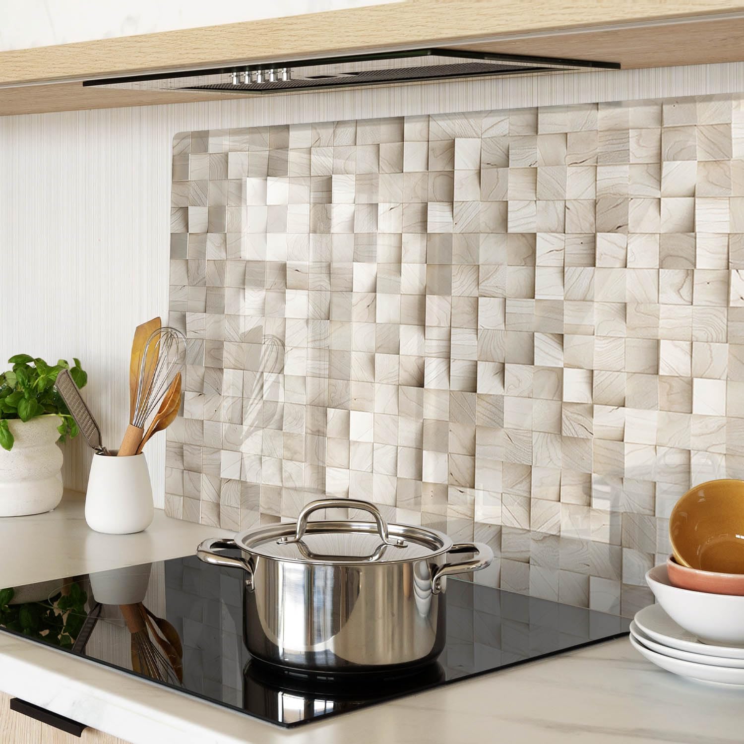 Tagliere in Vetro Temperato 80x52 cm Durevole e Igienico Resistente al Calore da Cucina Antigraffio Rettangolare Facile da Pulire con Stampe con Piedini Antiscivolo - Legna