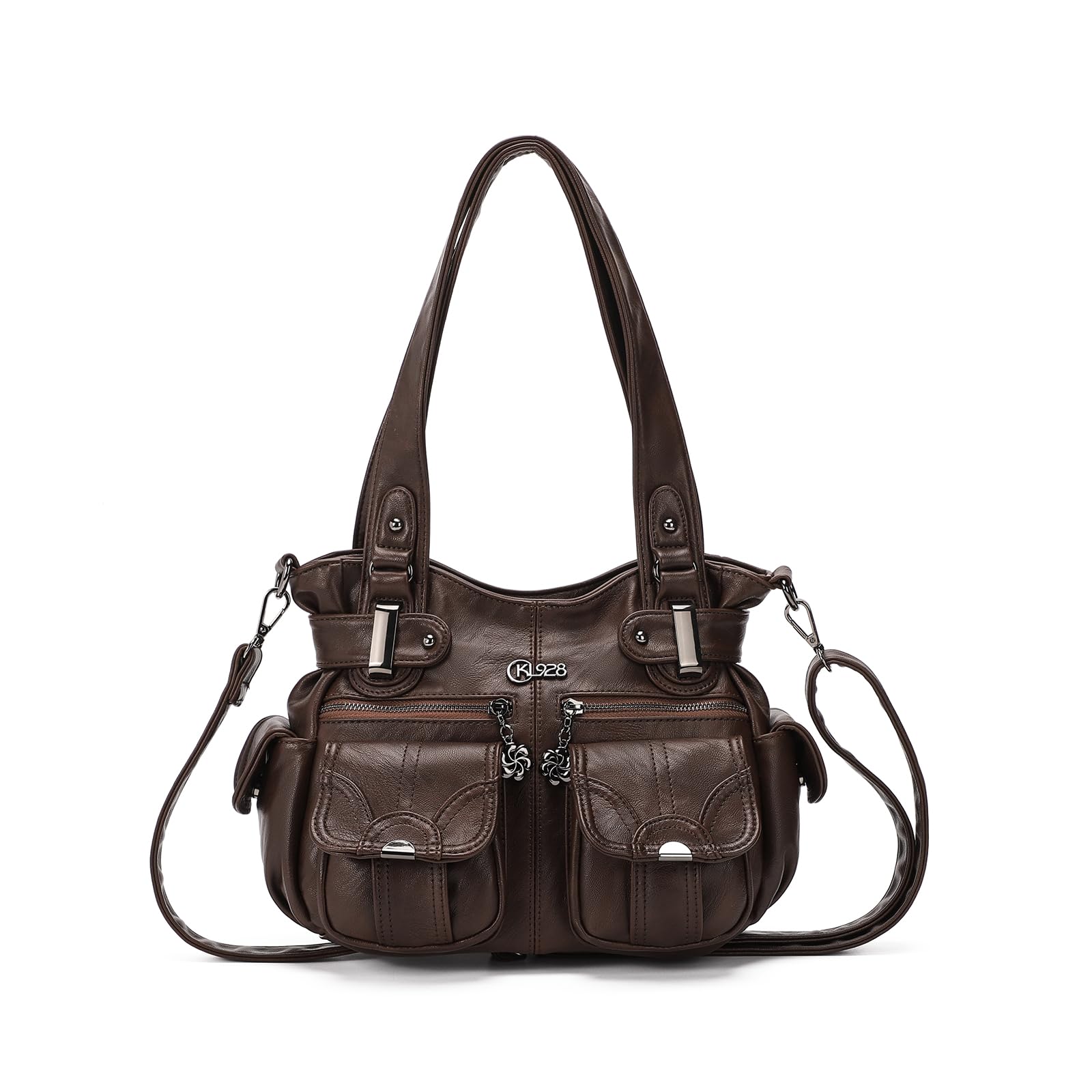 KL928 Sacs à Main Portés épaule Femme, Grand PU Cuir Sac Bandoulière Hobo Sacs Cabas Pour Madame Fille, Café