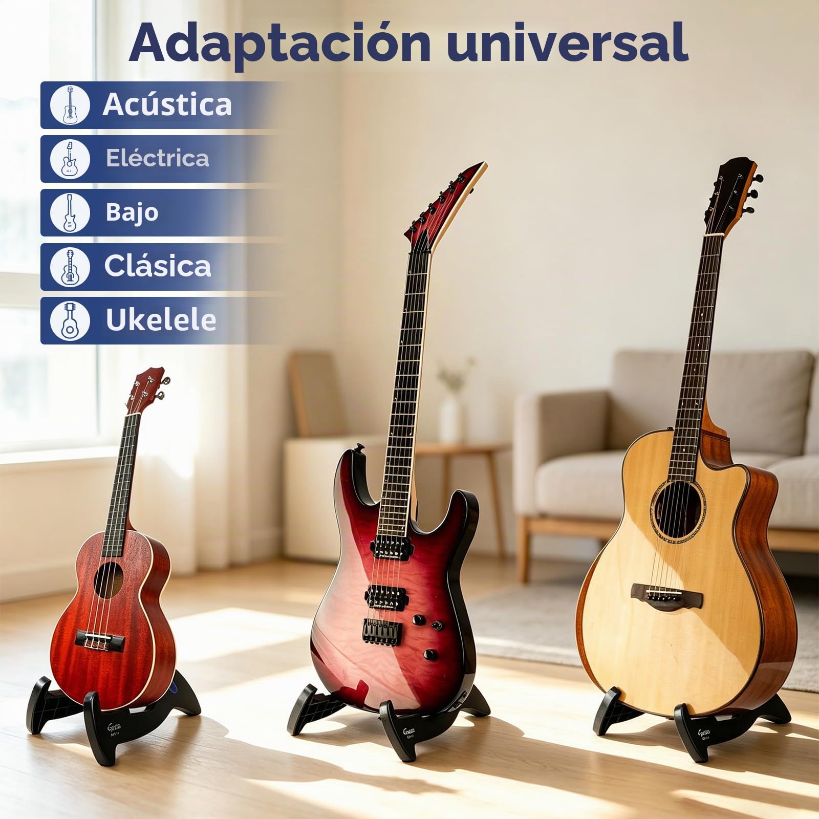 Soporte de guitarra plegable – Guitto GGS-01 Universal Piso A Frame Instrumento Titular para todas las guitarras Acústicas Clásico Bajo Eléctrico Titular de Guitarra de Viaje