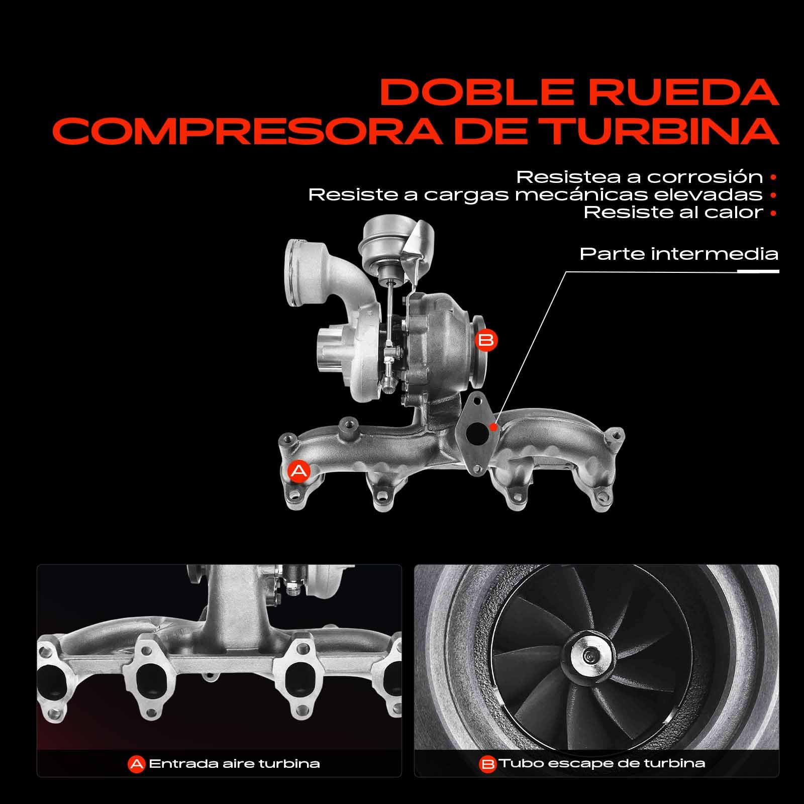 Frankberg Turbocompresor de gases de escape Diesel Compatible con Golf V Variante 1K5 1.9L Golf V 1K1 1.9L T.o.u.r.a.n 1T1 1T2 1.9L C.a.d.d.y III MPV 2CB 2CJ 2KB 2KJ 1.9L Golf Plus 521 5M1 1.9L