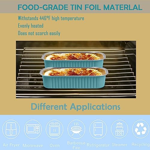 Miniatura 2 de MJPCUAU Paquete de 12 mini moldes para pan con tapas y cucharas, recipiente rectangular desechable de papel de aluminio para horno, moldes de postre