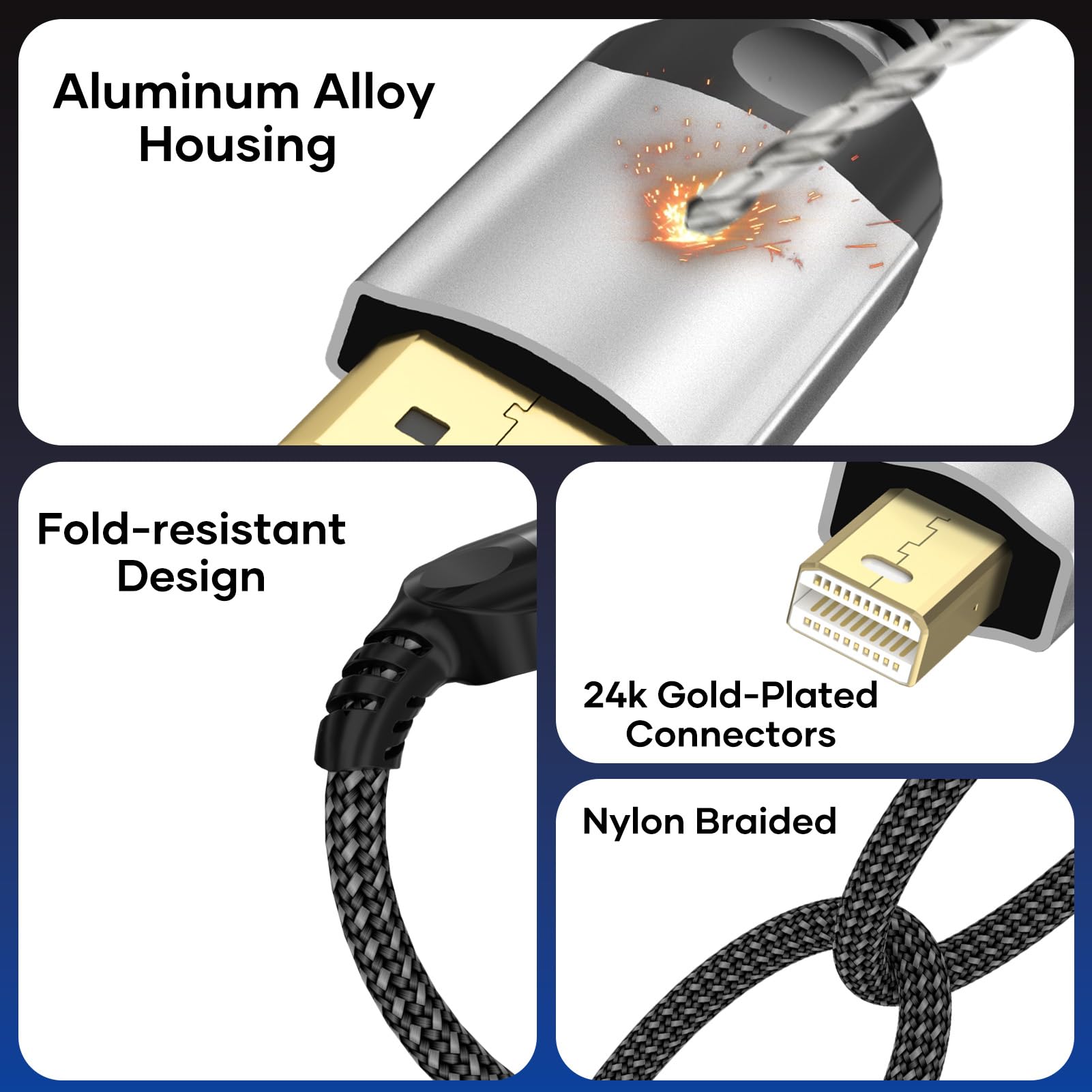16K Cable Mini DisplayPort a DisplayPort 2.1, 2M 16K@60Hz 8K@144Hz 4K@240Hz, Cable Mini DP a DP 2.1 para HDR G-Sync FreeSync DSC1.2, Gaming Laptop,MacBook,Monitor,NUC