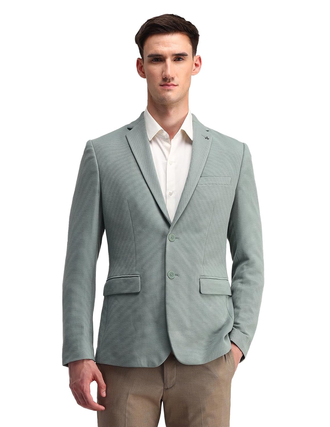 Arrow Men's Green Self Design Notch Collar Long Sleeve Formal Polyester Slim Fit Blazer - Review, Price and Buying Guide