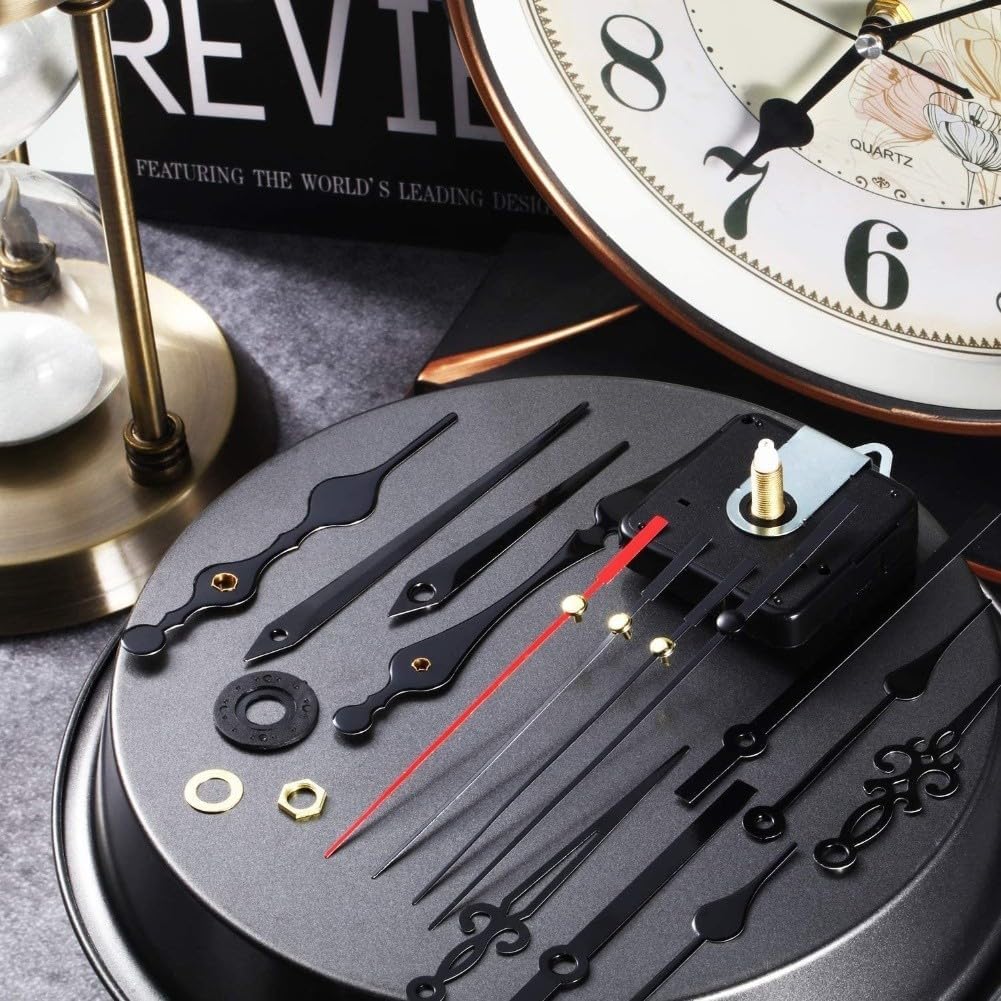 Silent Clock Movement Kit With Multiple Hand Sets And Shaft Length Options For DIY Clock Repair And Personalized Design (A)