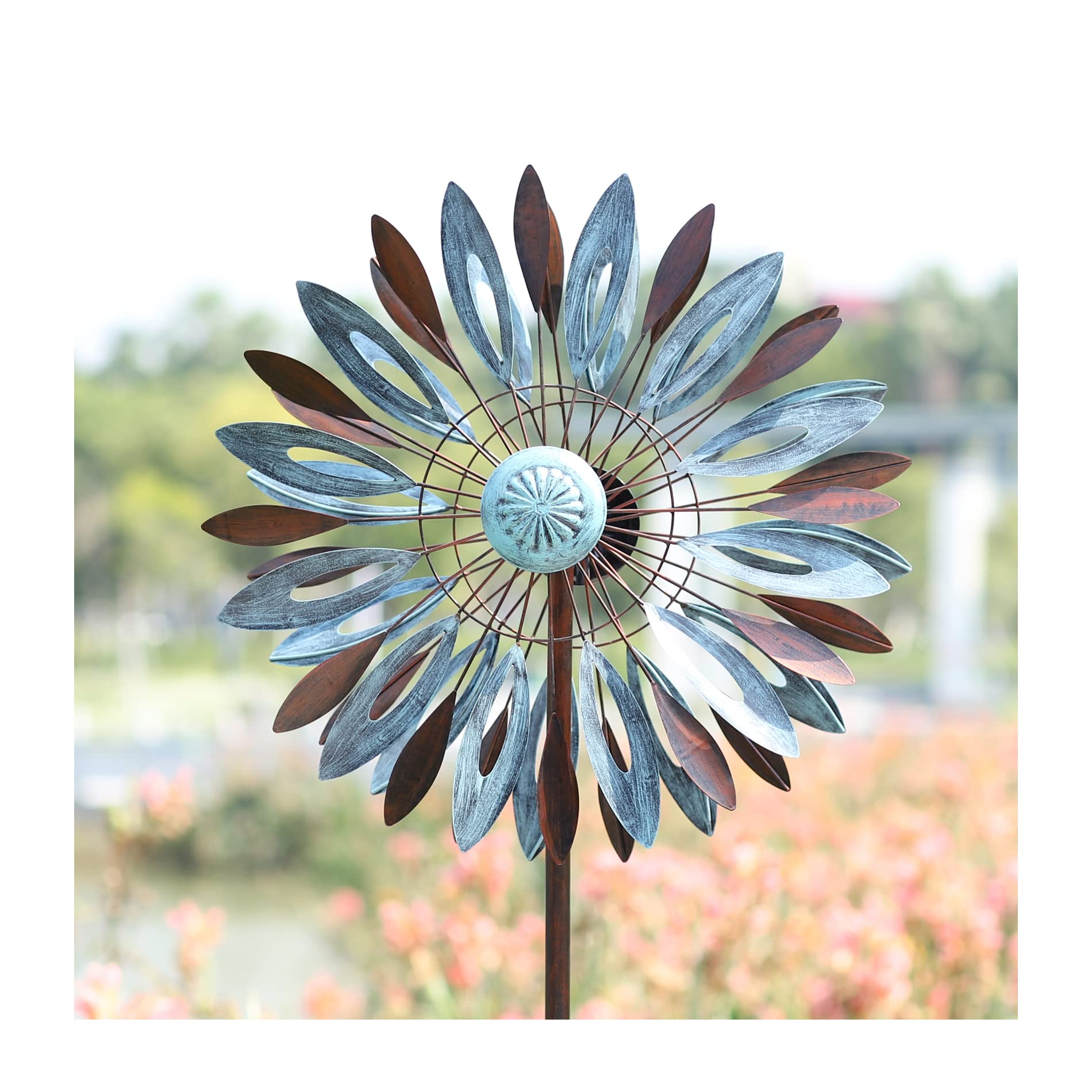 Metal Wind Spinner for Garden and Yard - Kinetic Wind Sculptures Outdoor Ornaments (84 Inches)