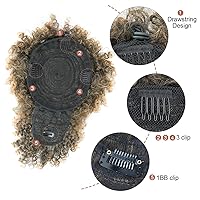 Vista 5 de Cola de Caballo Afro Hinchada con Cordón y Clip de Cabello Rizado en Flequillo, Extensión de Cola de Caballo Rizada de Cabello Corto Natural