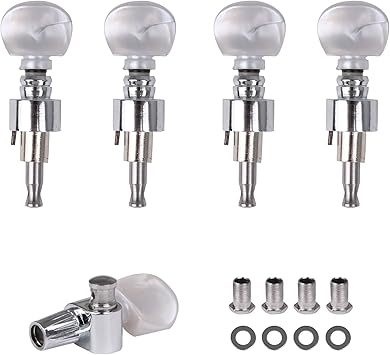 Yibuy Banjo Geared Machine Head Silver Alloy Gear Ratio 41 with Banjo Machine Head Tuning Peg Bushing and Spacer Pack of 5