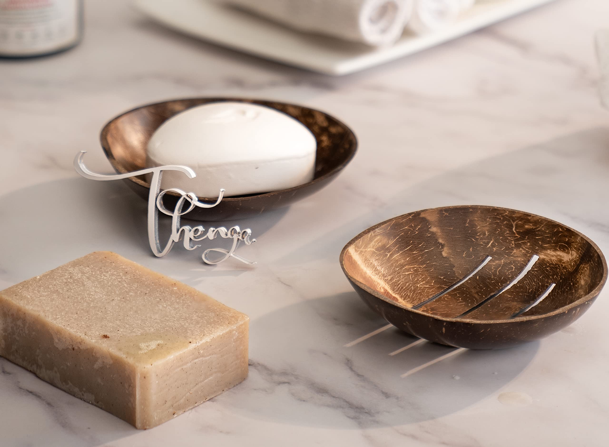 Thenga Coconut Shell Eco-Friendly Wooden Soap Holder/Dish/Box (Set of 2) (B09D3RT2FZ) Amazon Price History, Amazon Price Tracker
