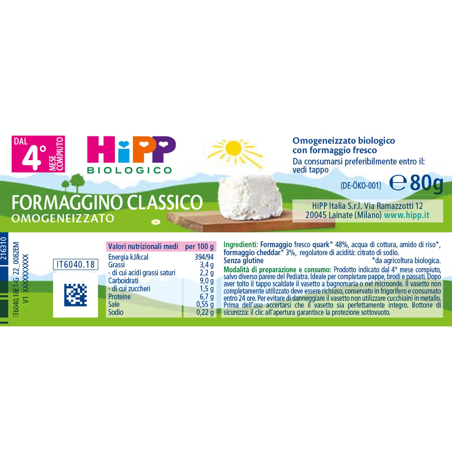 HiPP Omogeneizzato Ai Tre Formaggi - 24 Vasetti Da 80 G, Formaggino E Parmigiano, 1920 Grammo - 2