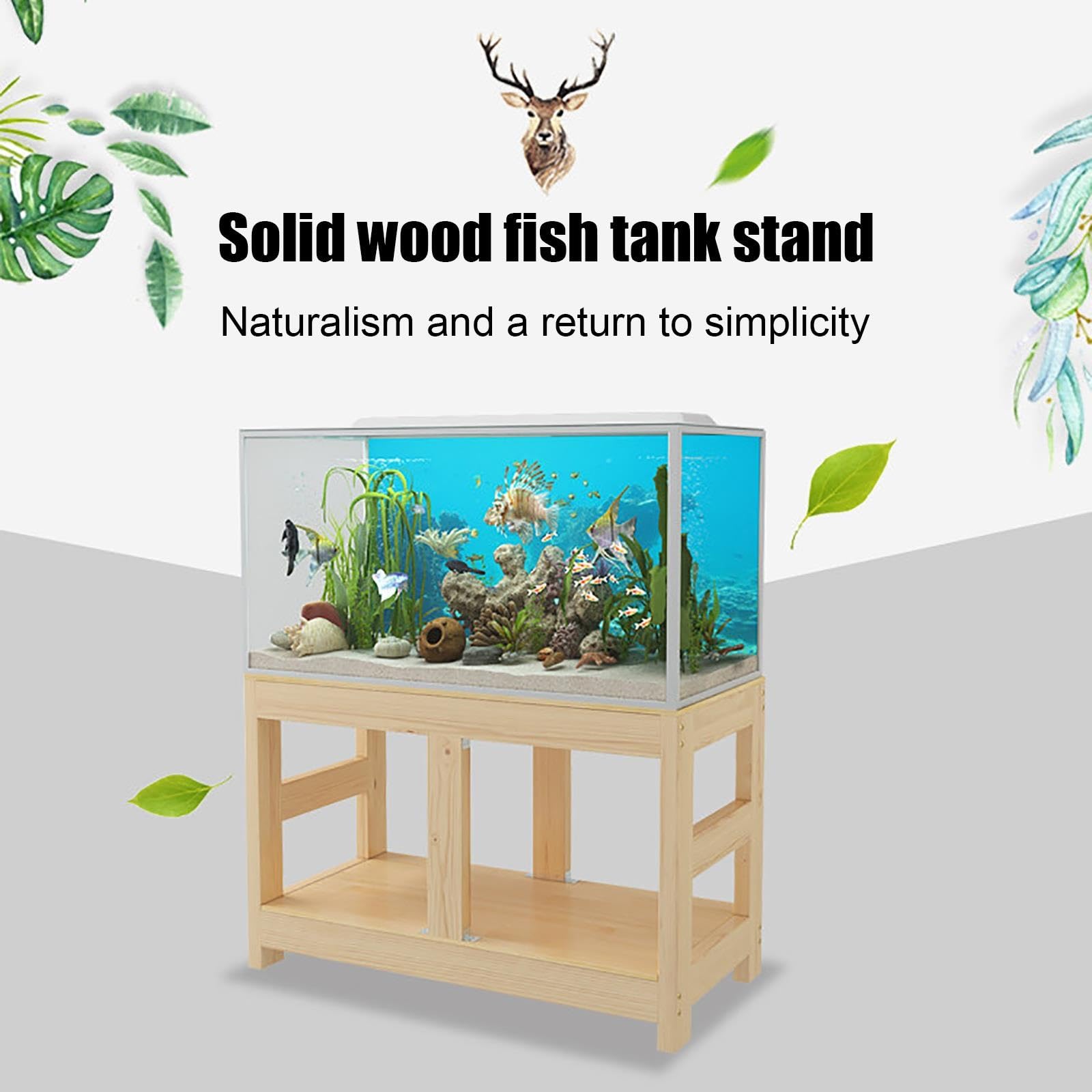 Armadietto Acquario, Supporto in Legno per Acquario | Legno Massello di Pino, Struttura Rinforzata, 2 Ripiani, Capacità di Carico 500 kg(70x50x70cm/28x20x28in)