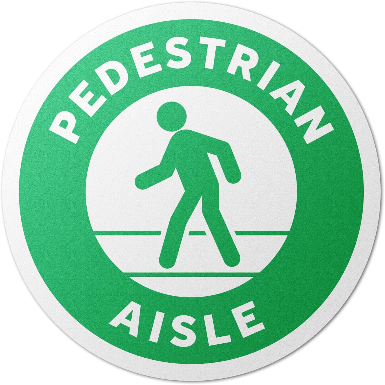 17" x 17" Round Green "Pedestrian Aisle" Floor Sticker Sign for Walking Paths and Directions - 2 Pack
