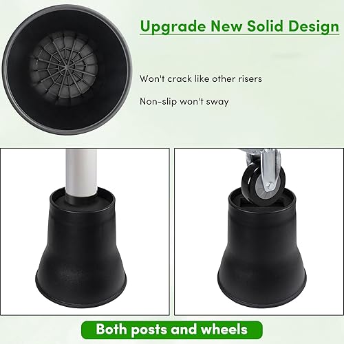 Miniatura 5 de DEDU Elevadores de cama de 6 pulgadas, resistentes, paquete de 4, elevadores de muebles con almohadillas giratorias que soportan hasta 6600 libras,