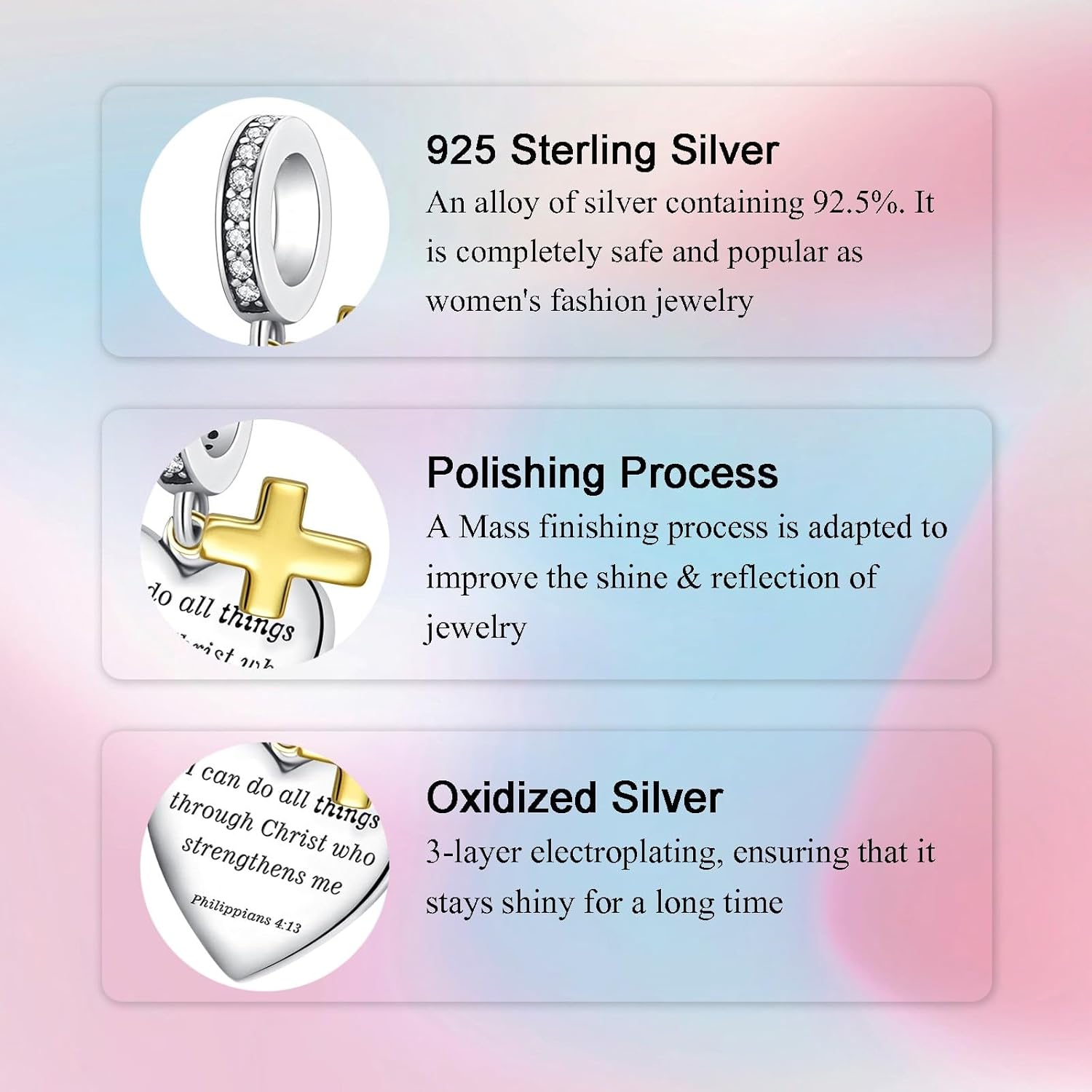 Birthday Fashion Love Heart Dangle Charm 925 Sterling Silver Charms fits Bracelets and Necklace Pendant Bead Charms Jewelry Present for Women Family Friends - Image 5