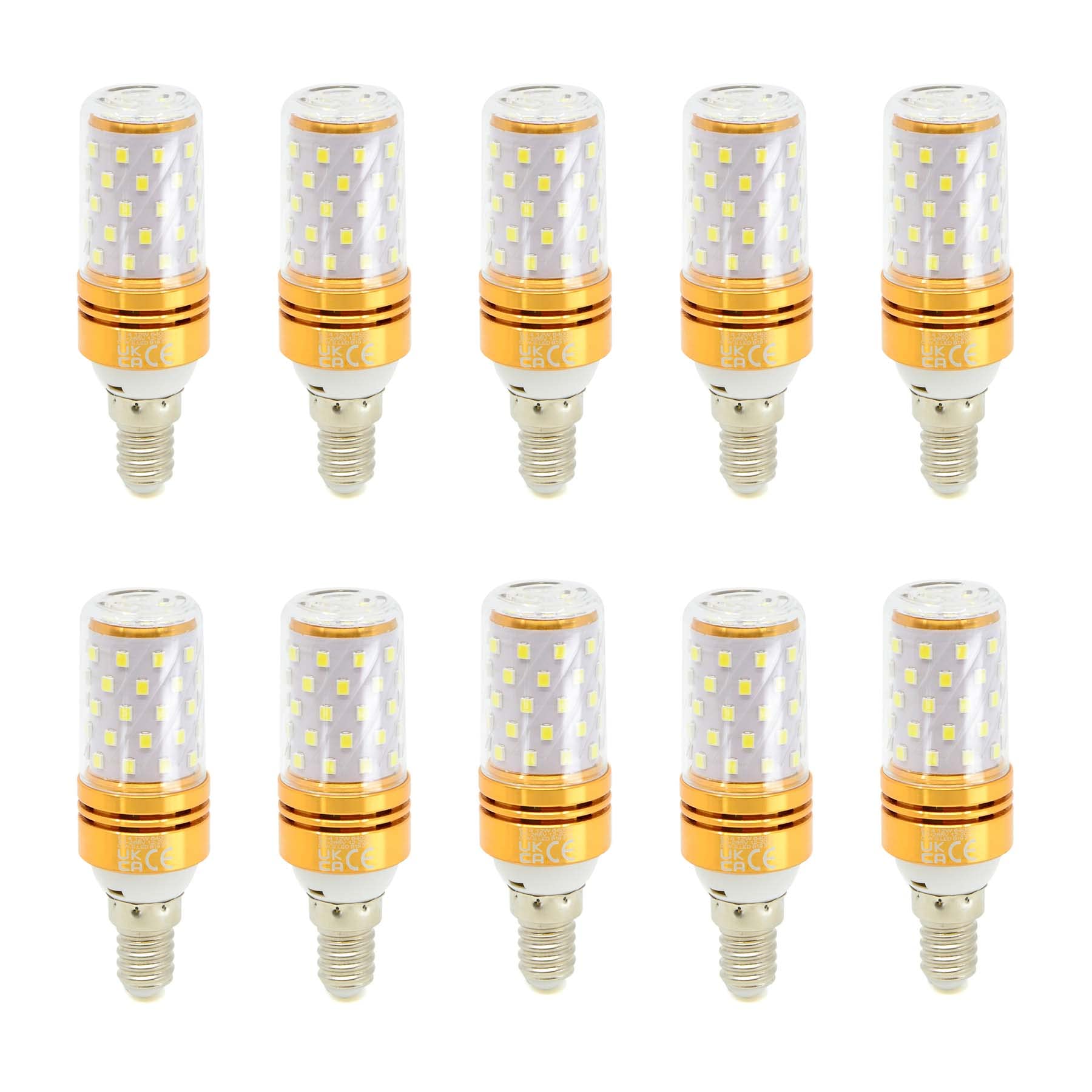 G.W.S® E14 Small Edison Screw LED Corn Bulb, 12W 1440Lms Day White 6000K, 360° Beam Angle, Pack of 10