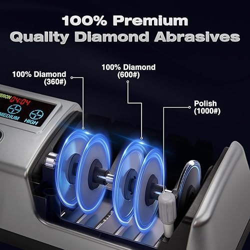 Miniatura 2 de Afilador de cuchillos eléctrico, máquina de afiladores de cuchillas 100% abrasivos de diamante y guías de ángulo de precisión, variable de 3