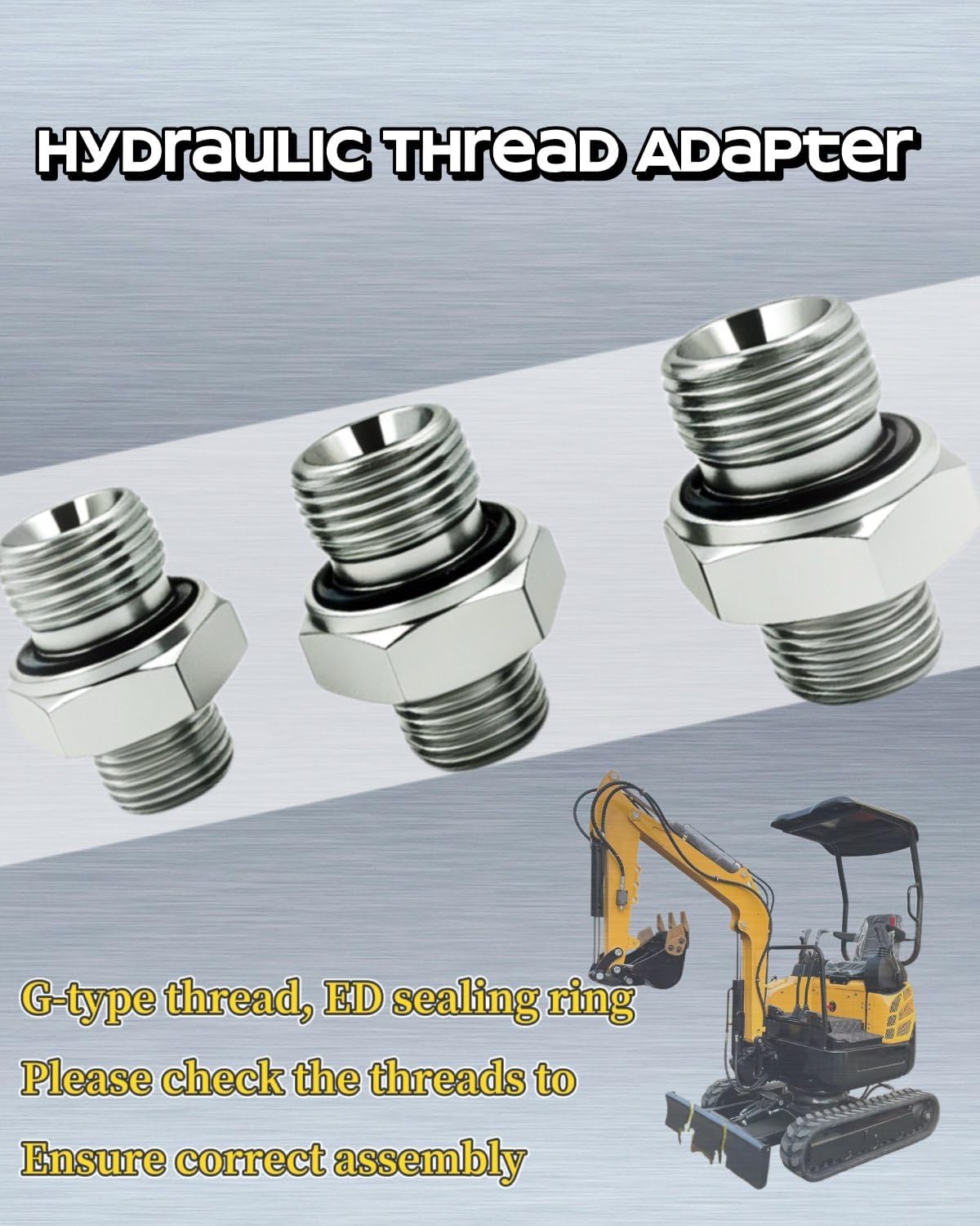 3/8 x 14.5 Male Thread Hydraulic Adapter Fittings For 1-2Ton Mini Excavator