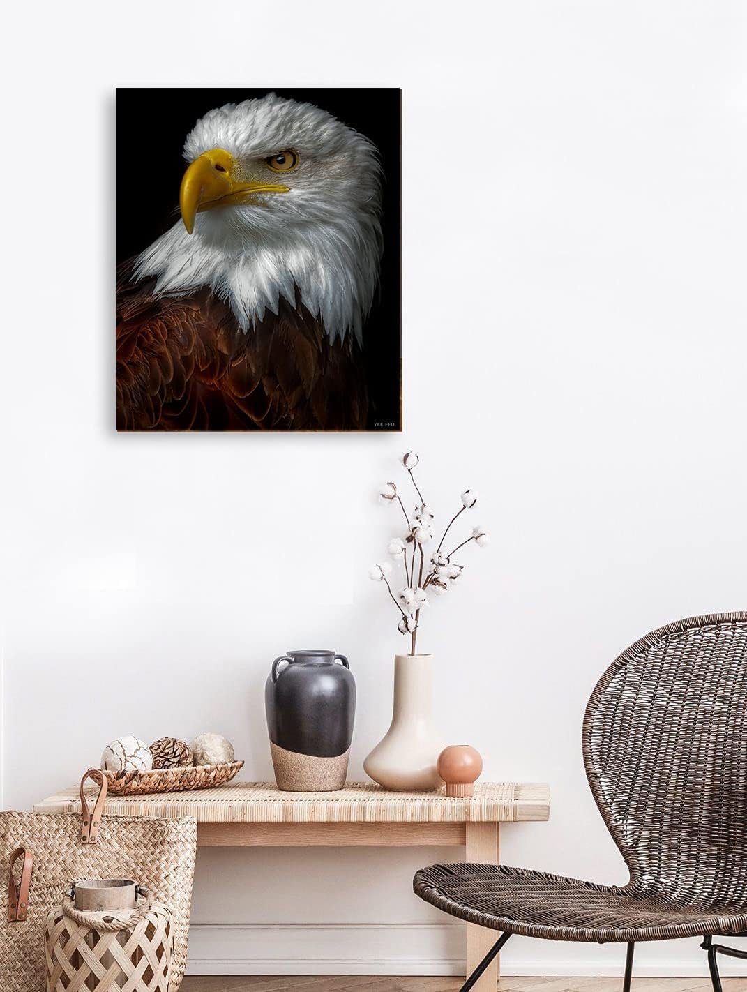 YEEIFFD American Bald Eagle Diamond Art Painting Kits, 12x16 inch 5D Drill Jewel Paint by Numbers for Adults, Crystal Rhinestone Embroidery Pictures Arts Craft for Home Wall Decor Gift