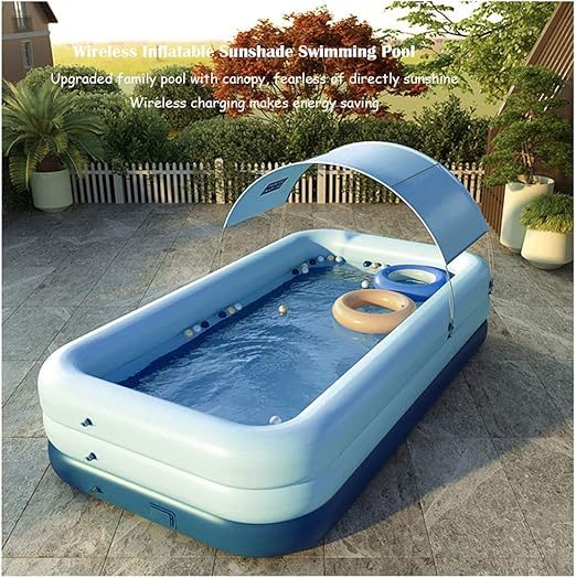 Broadmix Blue Inflatable Pool with Canopy,Family Lounge
