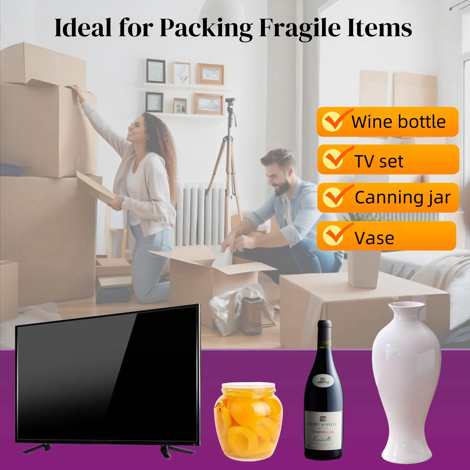 Aufblasbare Luftpolsterfolie zum Verpacken zerbrechlicher Gegenstände, Umzugsbedarf, 40,1 cm x 40,9 m breit, große Verpackung, Luftkissen für den Versand, Glas, strapazierfähig,