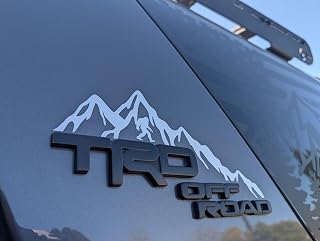 4Runner TRD Off Road Pillar Mountains & Big Foot Gloss Silver Decal, Matte Black (Pair)