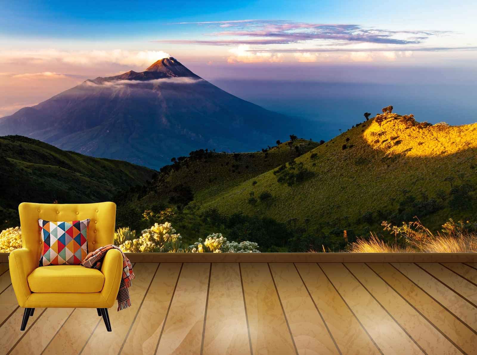 Avikalp Exclusive Awi7603 Landscape Early Morning Merapi Mountain Volcano HD Wallpaper(304cm x 243cm)