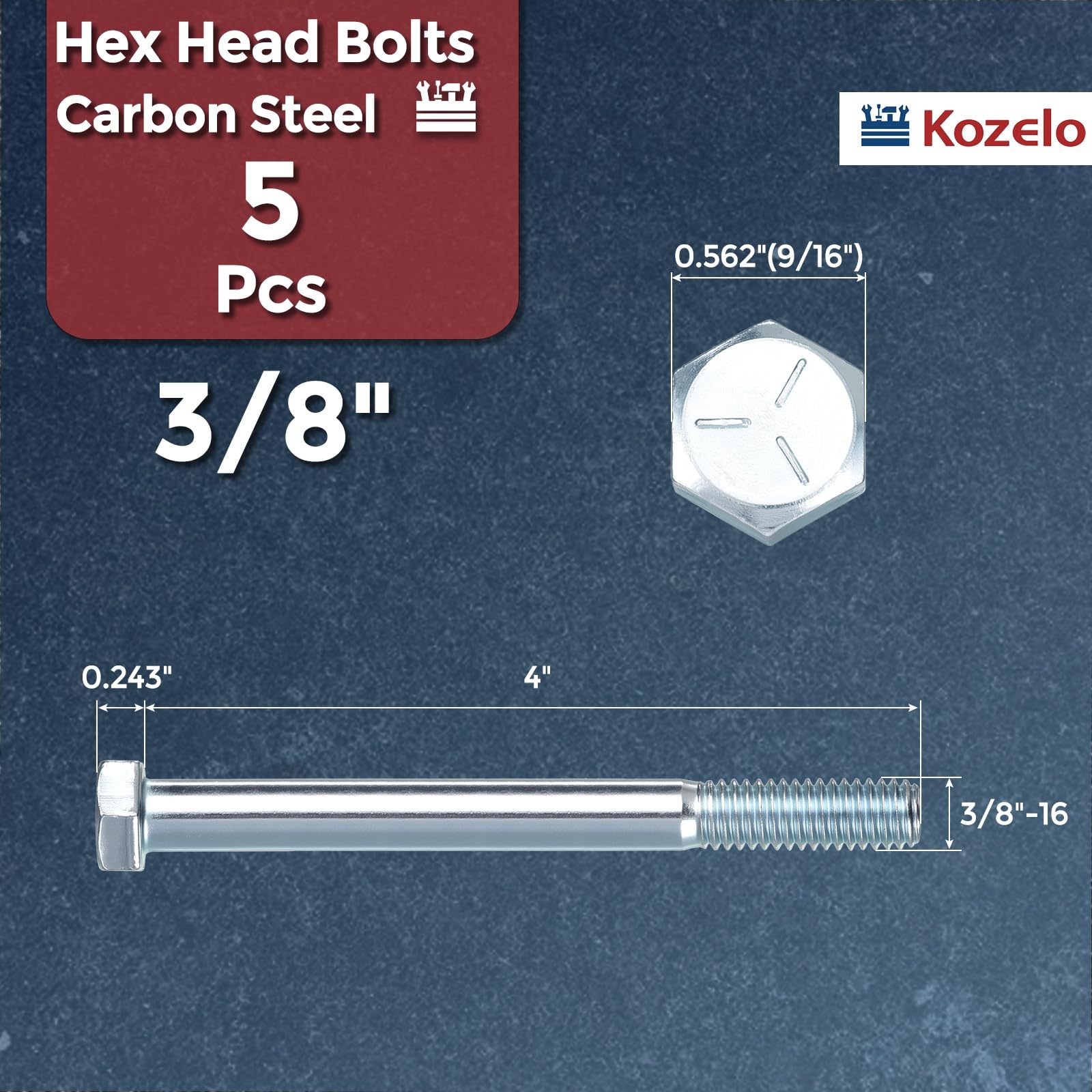 Kozelo 5 Pcs Hex Head Screws Bolts - Image 2