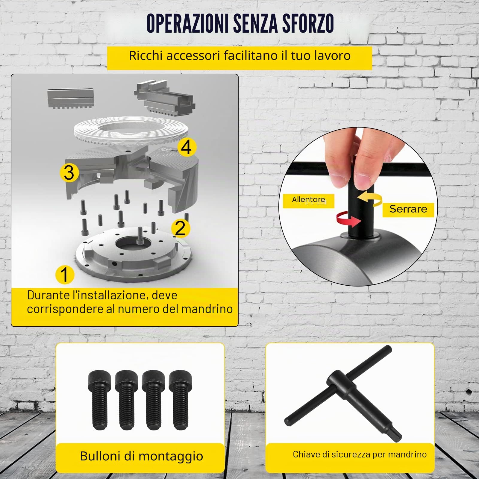 Mophorn Mandrino per Tornio Indipendente a 4 Griffe K72-125 - 5 Pollici 125 mm - Mandibola Reversibile per Metallo - Accessori per Macchina