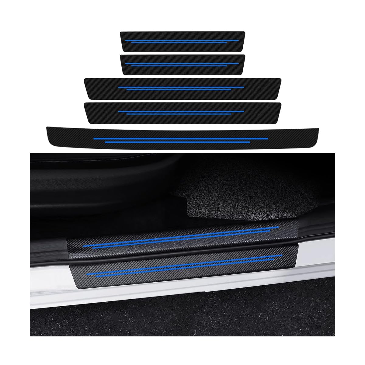 Woniyal 5 Pcs Car Door Sill Protector for Jeep Renegade I 2014-2025, Threshold Protection Sticker Steps Scuff Plate Cover Trunk Kick Plate Car Accessories,C