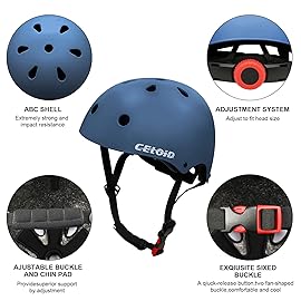 CELOID Kids Helmet Pad Set,Adjustable Kids Skateboard Bike Helmet Knee & Elbow Pads Wrist Guards 5-8 Years Kid Protective Gear Set for Girls Boys Bicycle Bike Roller Skating Scooter Rollerblade Sport