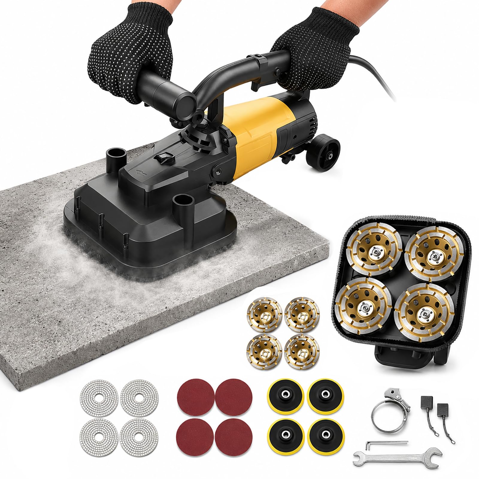 Hcauynn Kita Concrete Sander 3800W, Electric Floor Grinder For Concrete With Vacuum Ready Design, Industrial Concrete Grinding Machine For Renovation Projects