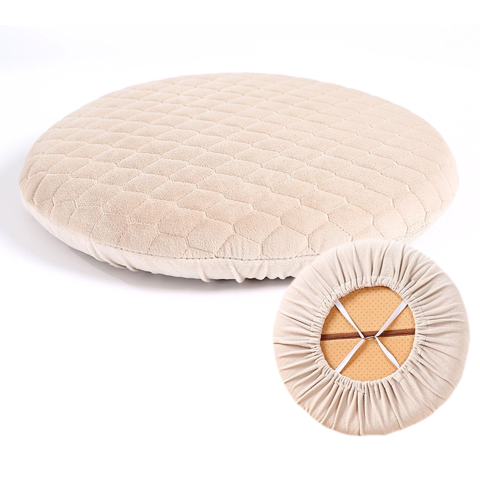 SVFOEBJM Memory Foam Chair Cushion Office Stool Covers With Elastic Thicken Dining Chairs Seat Cushion Comfy/with Zipper(Beige,35cm)