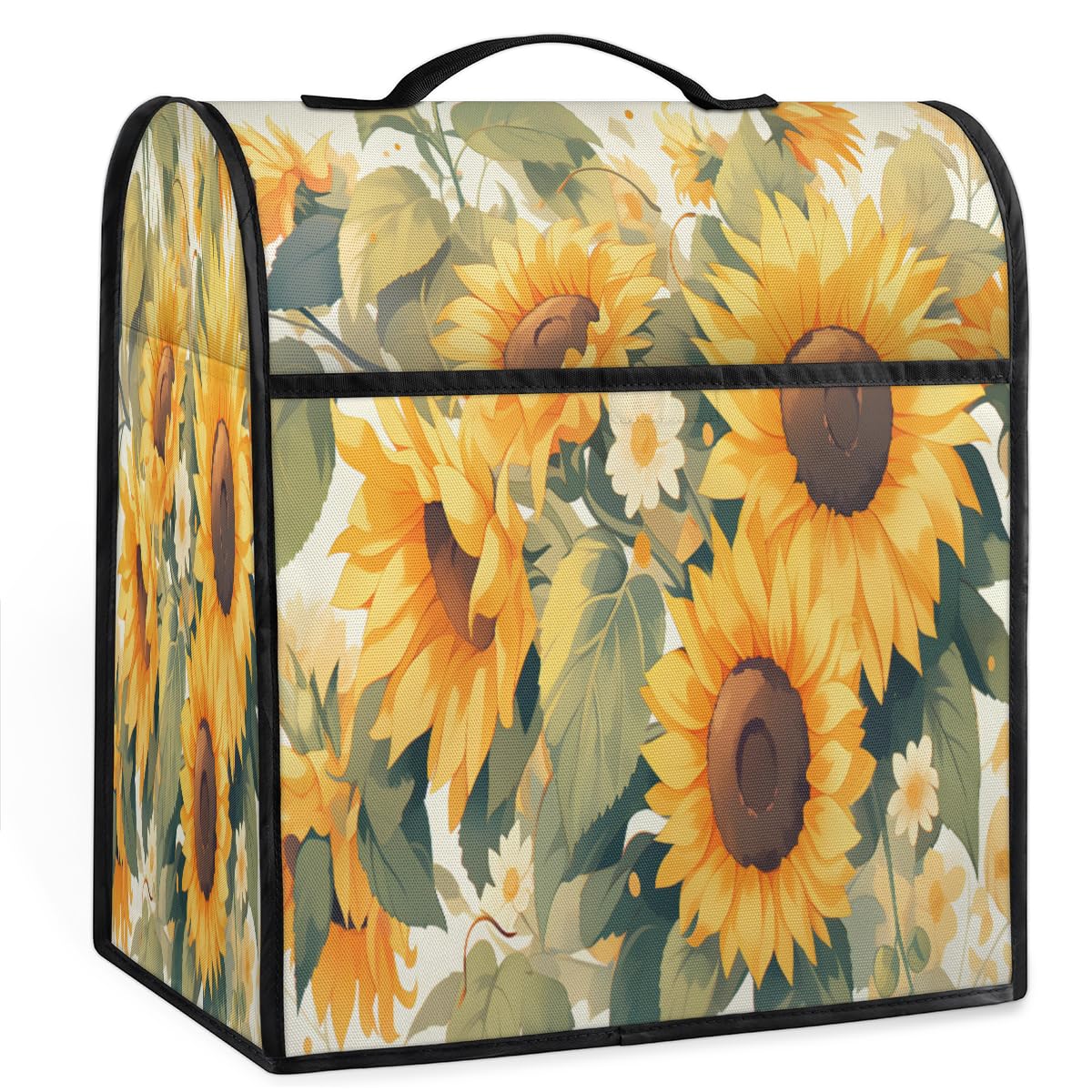 Coffee Maker Cover Watercolor Sunflower Flower Kitchen Appliance Covers Small Appliance Covers Blender Cover Juicer Cover Dust Covers for Kitchen Appliances with Top Handle and Pockets,Washable,C765