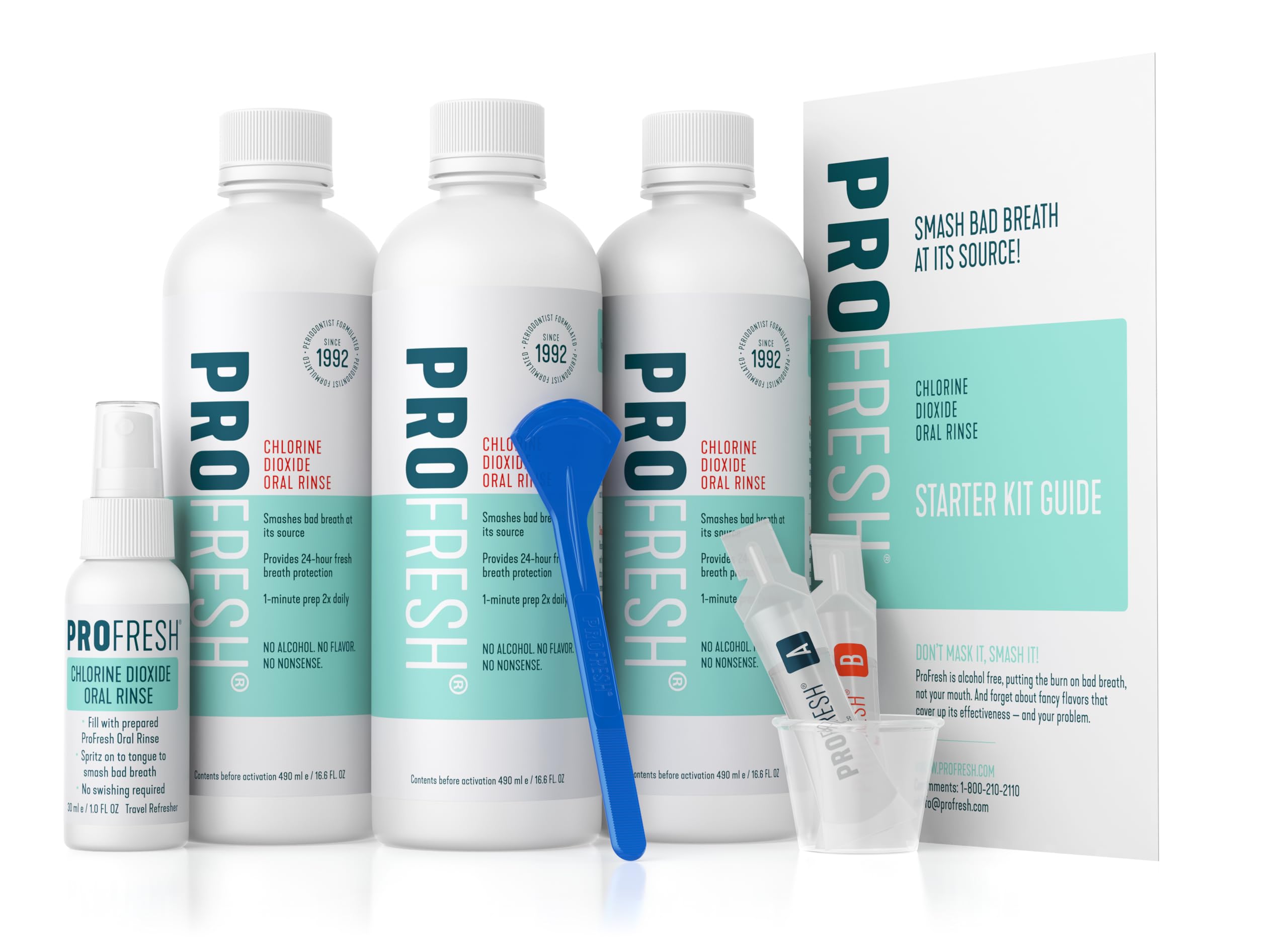 ProFresh BreathCare System Starter Kit, 6-week Supply, Chlorine Dioxide Mouthwash-Oral Rinse.
