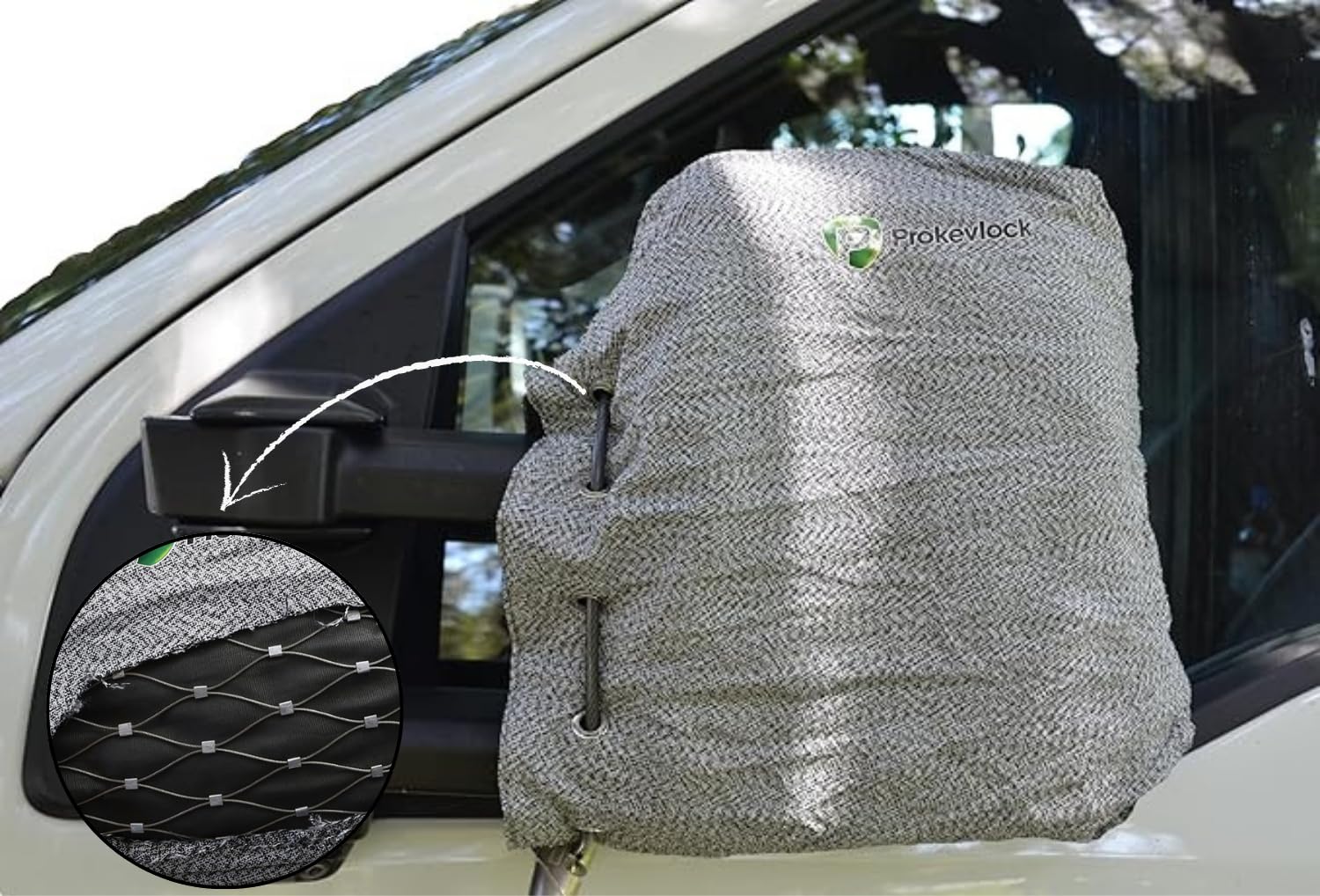 HD-MirrorLock for Heavy-Duty Trucks, Vehicle Side Mirror Covers Set, Anti-Theft Lock, UHMWPE, HPPE, 304 CRES Steel Mesh, Fits Most Pickup Trucks, Protection from Ice (16 x 14 x 6 Inches)