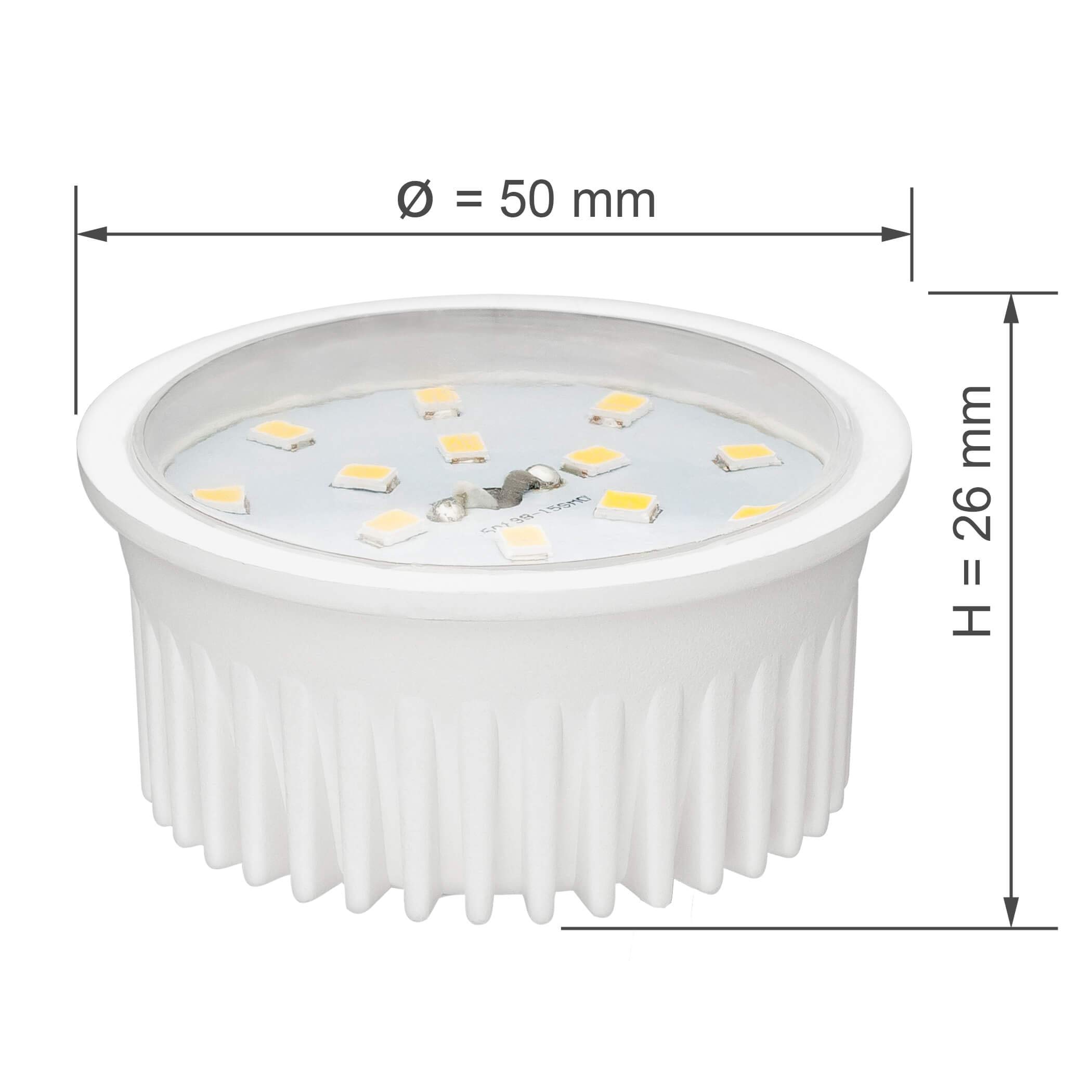SEBSON Module LED 5W 400lm Blanc Chaud 3000K ø50x26mm 230V - Lot de 10 | Ultra Plat, Non Dimmable, Remplace Lampe GU10 MR16, Ampoule pour Spots Encastrables