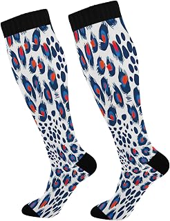 874 Sport Socks Leopard Skin Crew Socks Breathable Calf Socks Long Dress Crew Socks For Hiking Running Travel 40cm