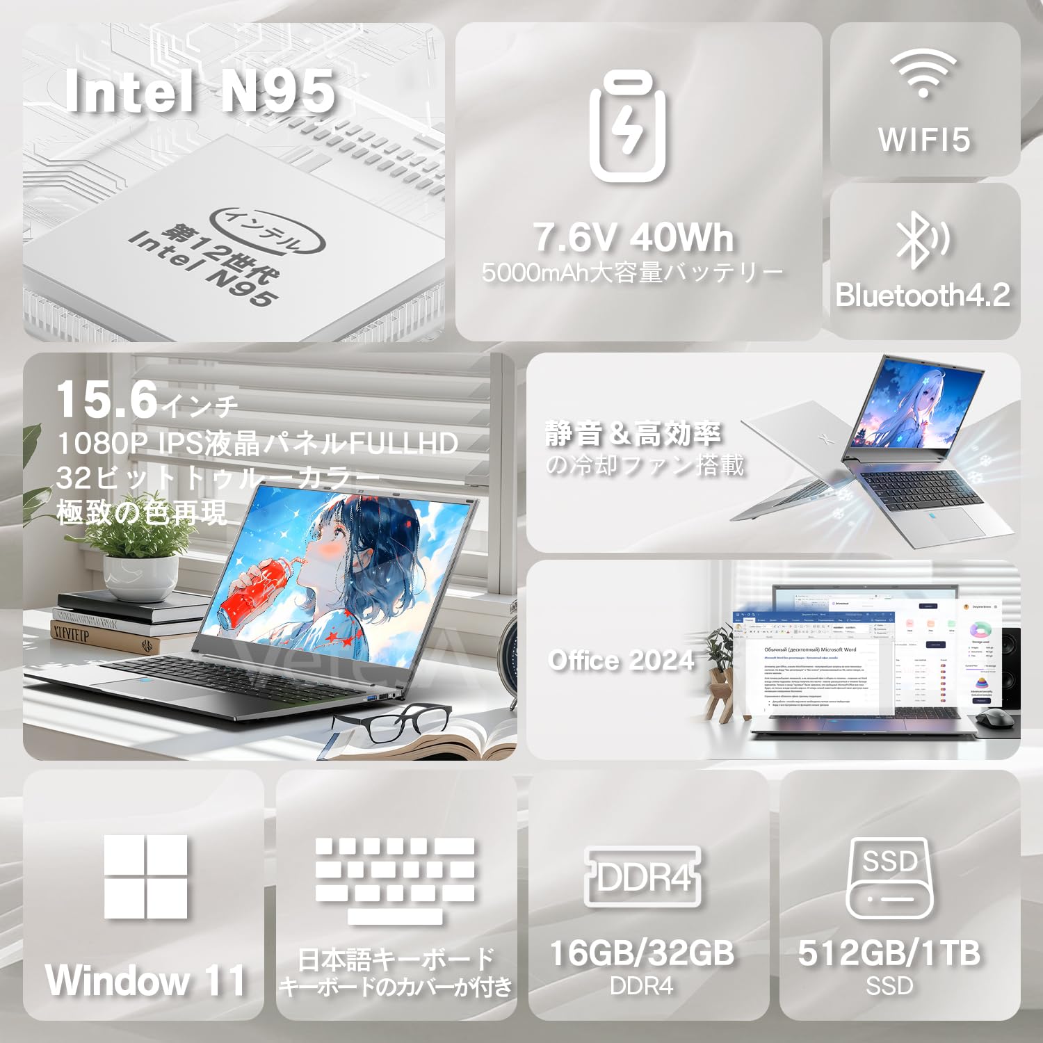 Amazon.co.jp: VETESA Office 2024搭載 ノートパソコン 15.6