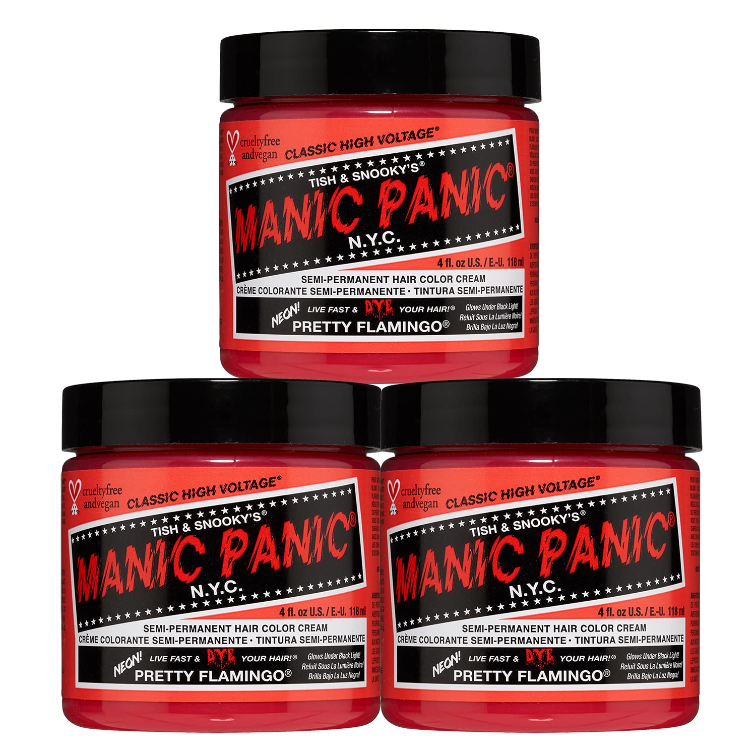 Manic Panic Semi-Permament Haircolor Pretty Flamingo 118 ml (Pack of 3)