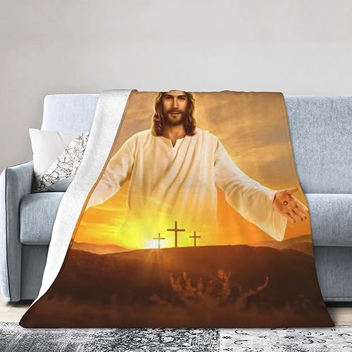Miniatura 6 de Manta de forro polar para sofá, sofá o cama, manta suave y mullida de felpa de Jesús, manta de regazo de franela de lujo, súper acogedora y cómoda