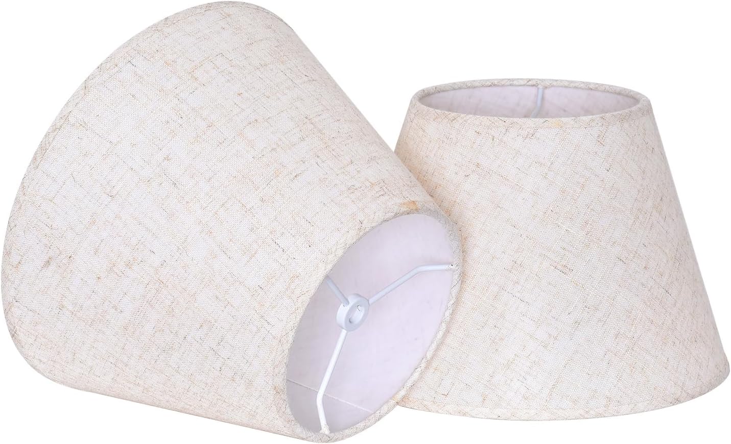 2 Pack Beige Small Lamp Shades for Table Lamps, 6" Top x 10" Bottom x 7" High Barrel Lampshades, Linen Fabric Lamp Cover Replacement, Spider Fitter for Harp and Adapter, 6x10x7 Inch Retro Decor(Beige)
