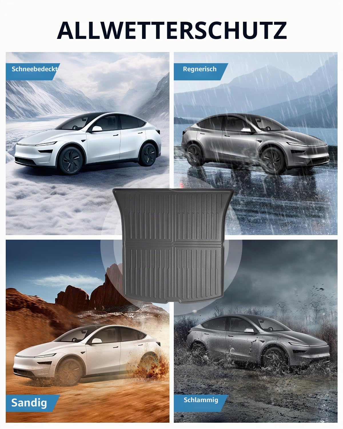 TPE Kofferraummatte für Tesla Model Y Juniper 2025 2026 | Hinten Kofferraum Schutzmatte Original, Kofferraumschutz mit Hohem Rand, Rutschfestes und Wasserdichtes, NICHT für 7 Sitzer